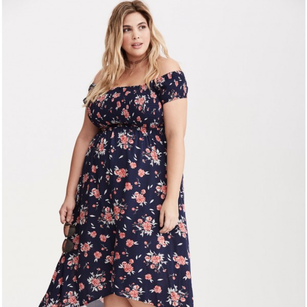TORRID Floral Off-the-Shoulder Hi-Lo Maxi Dress